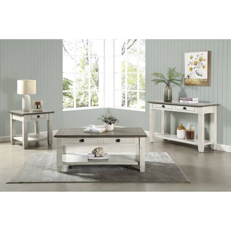 1pc Sofa Table with 2 Drawers Bottom Shelf Wooden