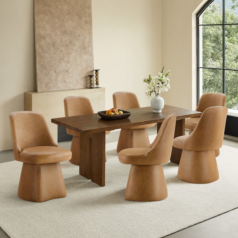 Anna Upholstered Swivel Armless Dining Chair for Kitchen Living Room