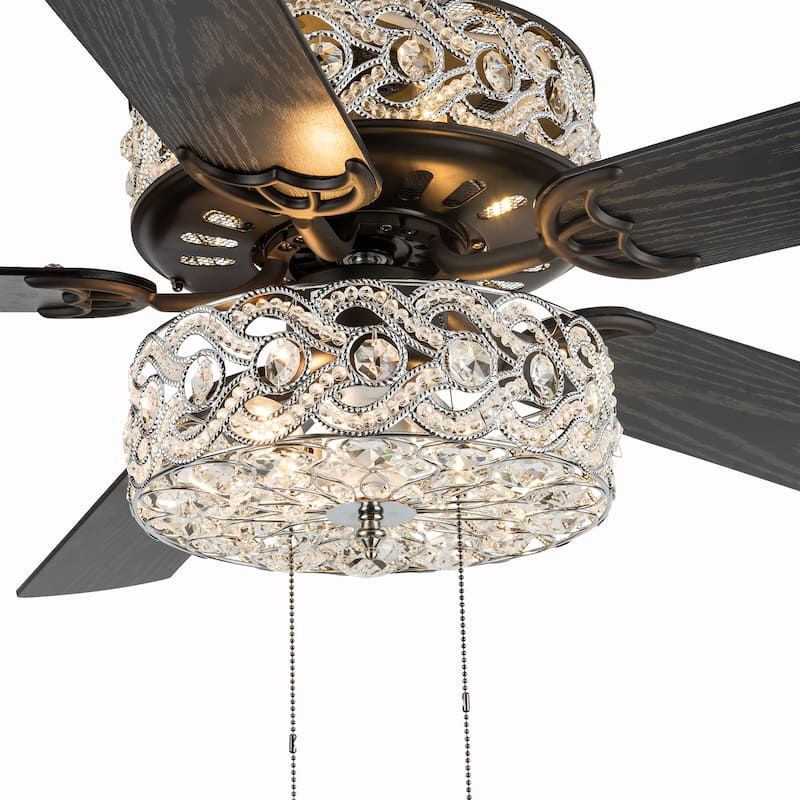 River of Goods Olivia Oil Rubbed Bronze Finish/ Crystal 52-inch LED Ceiling Fan - 52"L x 52"W x 18.25"H - 52"L x 52"W x 18.25"H