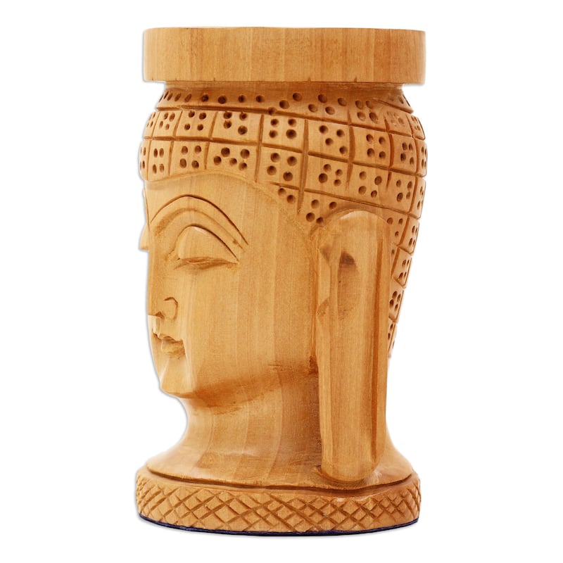 Novica Handmade Buddhas Patience Wood Pen Holder