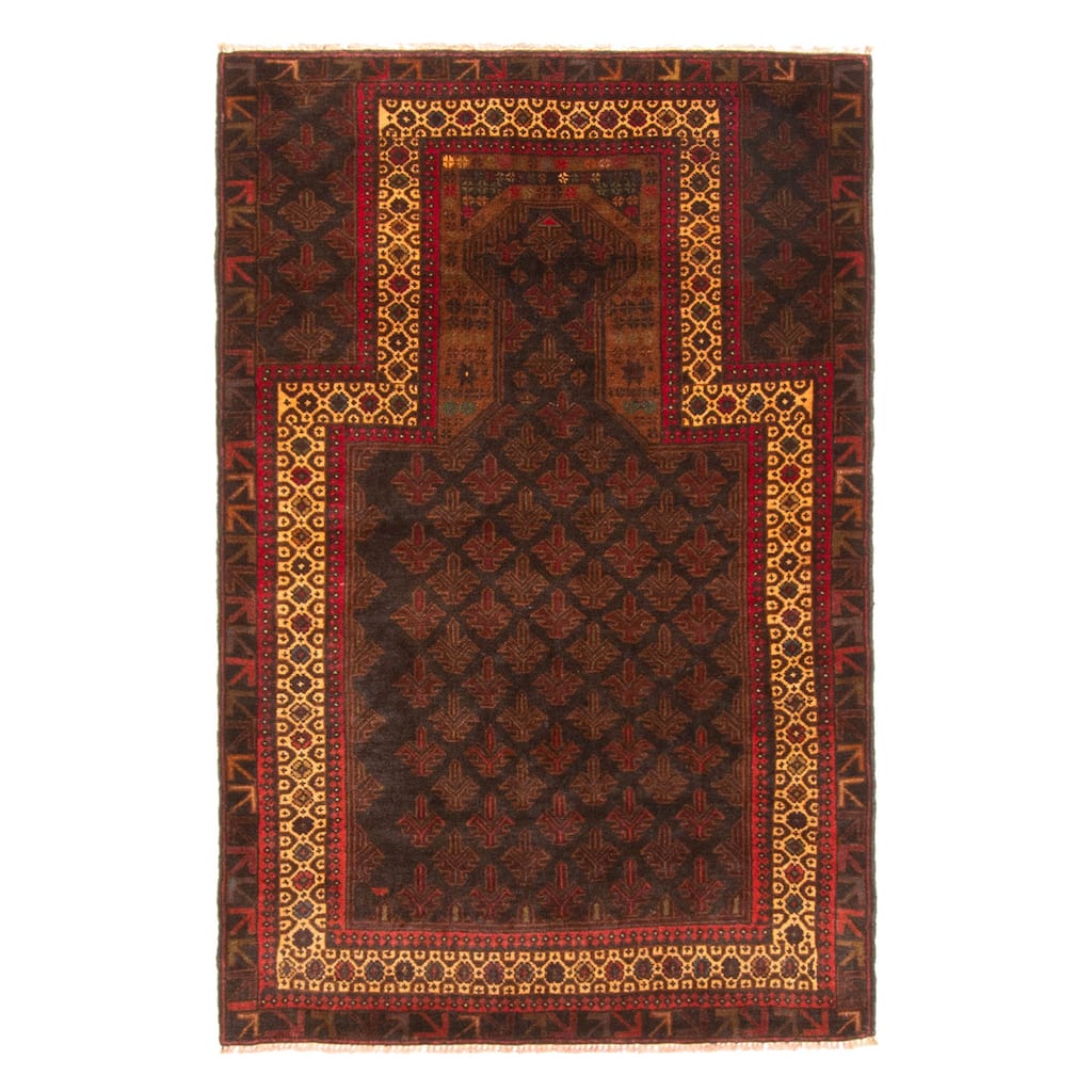 ECARPETGALLERY Hand-knotted Teimani Dark Brown Wool Rug - 2'10 x 4'4