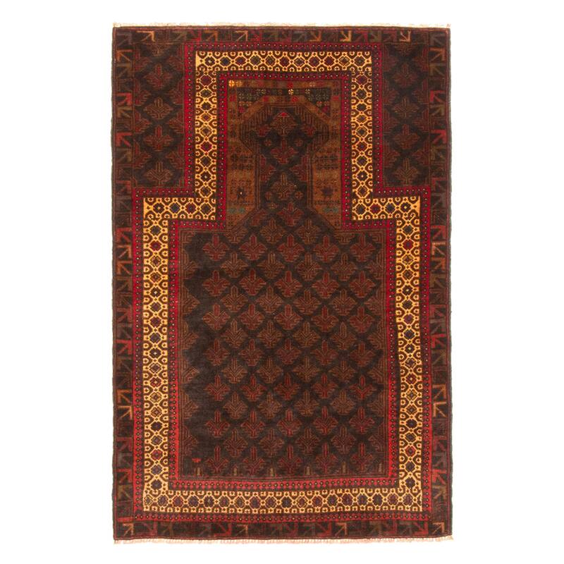ECARPETGALLERY Hand-knotted Teimani Dark Brown Wool Rug - 2'10 x 4'4