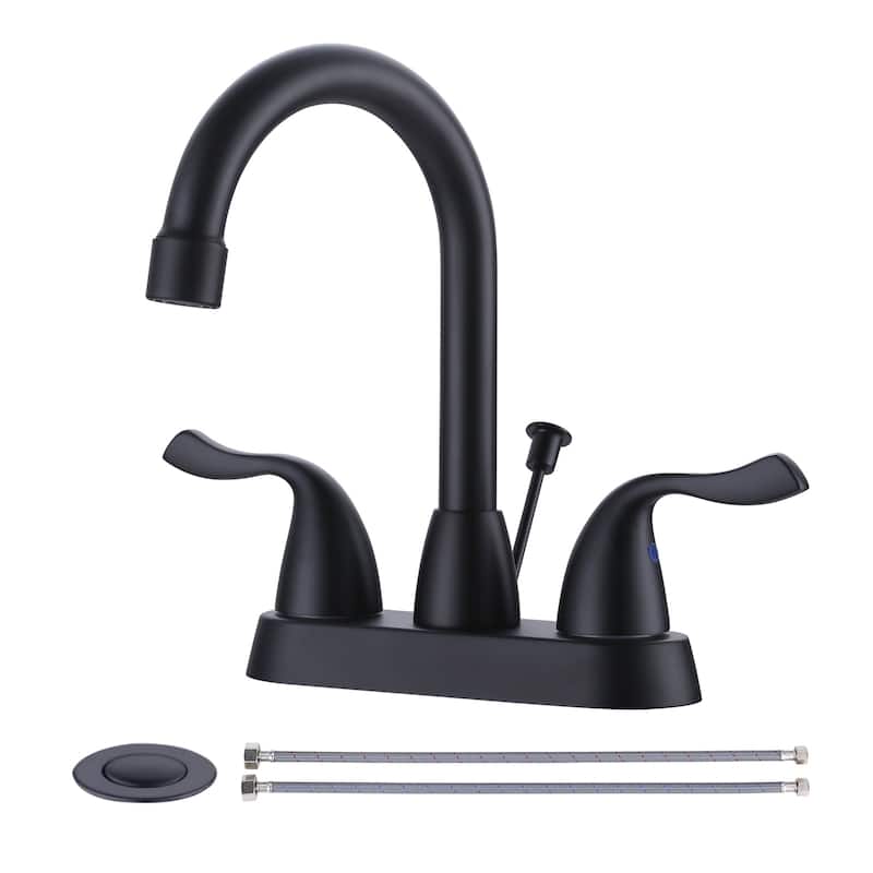 WOWOW 4 Inch Centerset Bathroom Faucet - Matte Black