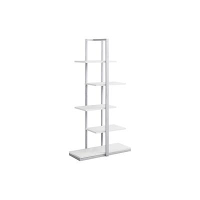 Contemporary 5 Tier Bookshelf, Modern 60"h Metal Base Bookcase, for Living Room Office Bedroom