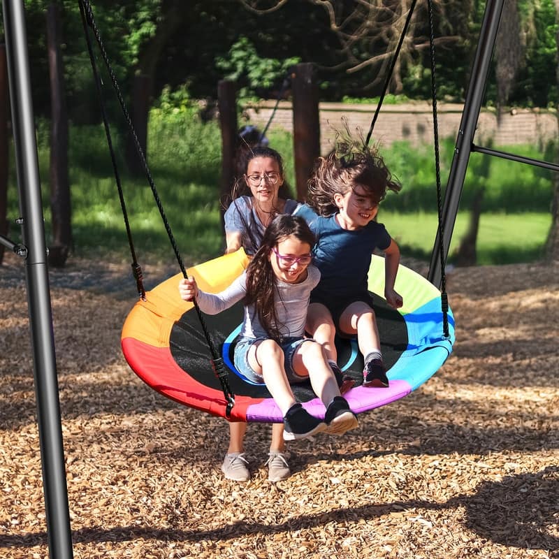 Trekassy 440lbs Heavy Duty Metal A-Frame Swing Sets for backyard with 40'' Saucer Swing
