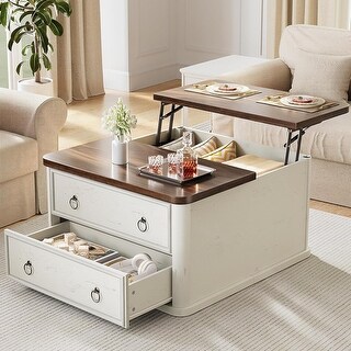 31.5" Lift Top Coffee Table with Storage, Square Design, Hidden ...