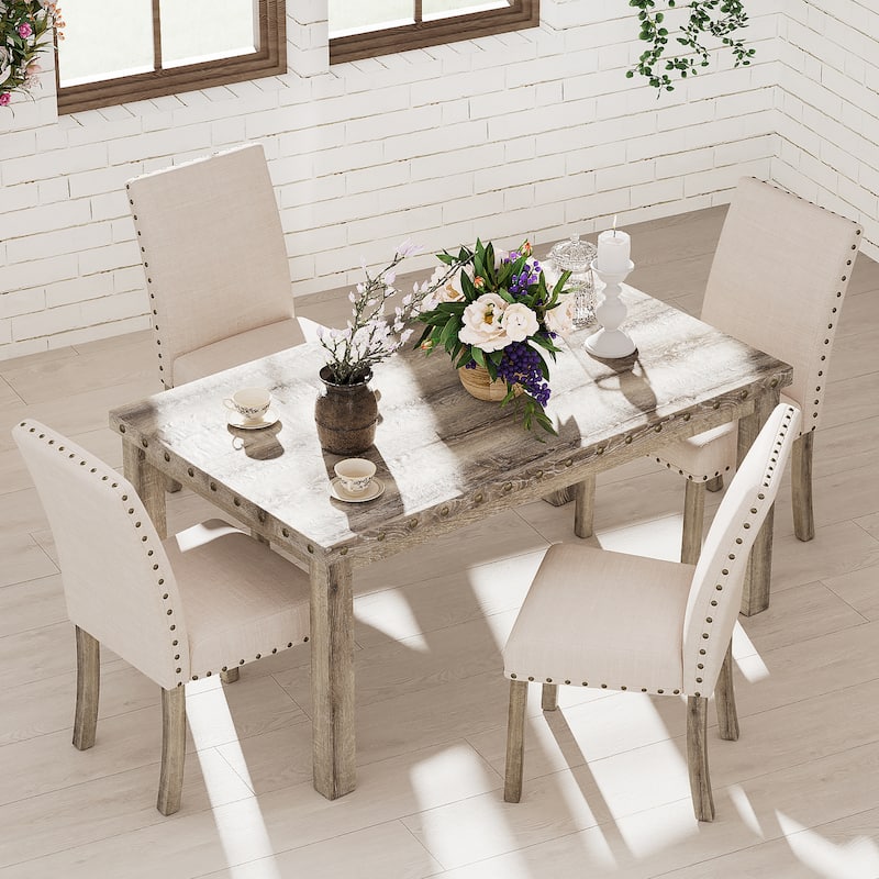Morden Fort Farmhouse Dining Set Rectangular Table Chair 5-piece