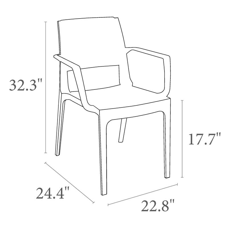 32" White Outdoor Patio Wickerlook Dining Arm Chair