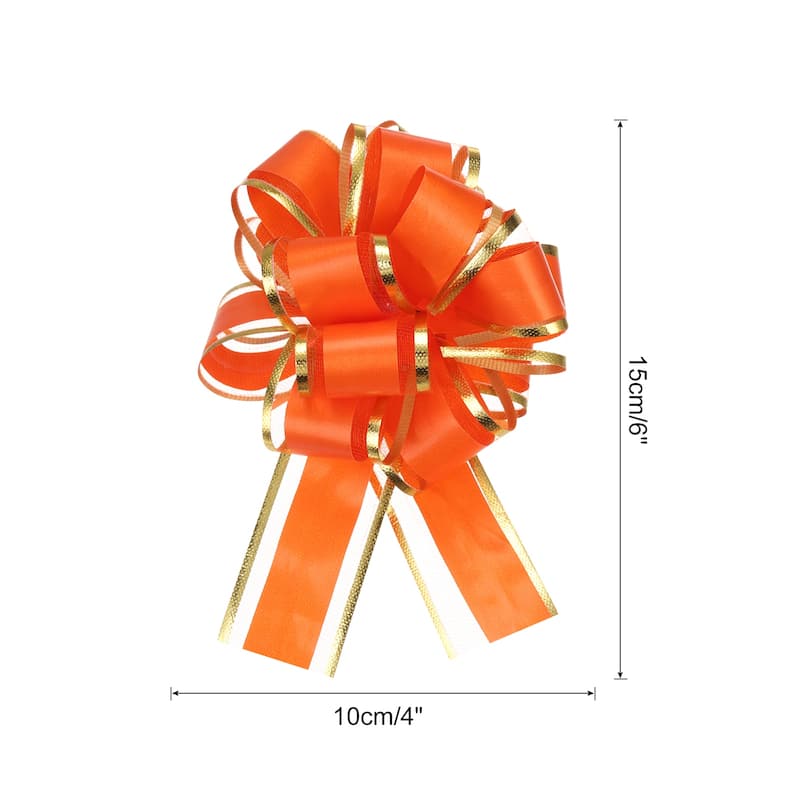 5pcs Large Big Pull Bow Gift Wrapping Bows Ribbon for Christmas - Orange Red - 4 Inch