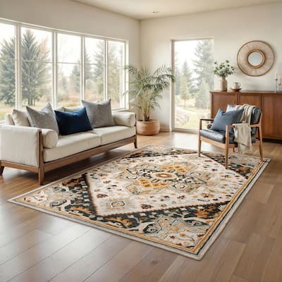 Style Haven Ava Hand-tufted Wool Loop-pile Tribal Medallion Area Rug