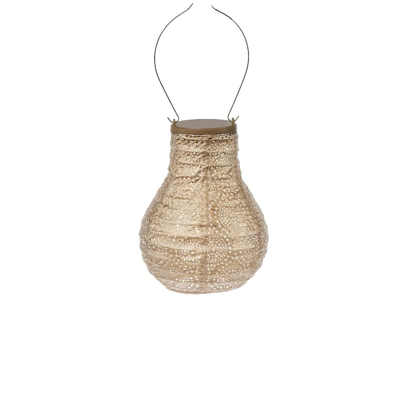 Bulb LED Lighted Bazaar Lantern - 14" - Gold