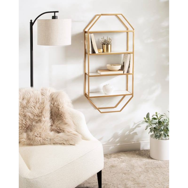 Kate and Laurel Adela Rustic Wood and Metal Wall Shelf