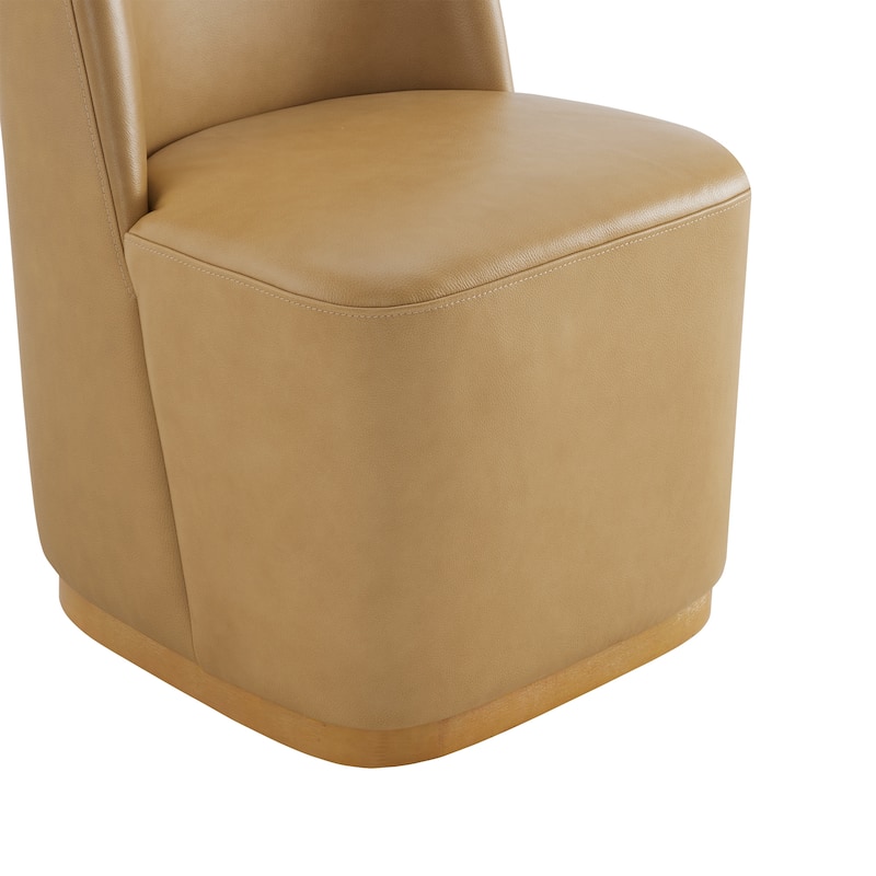 Brian Modern Dining Chairs with Casters&Wood Base Set of 2