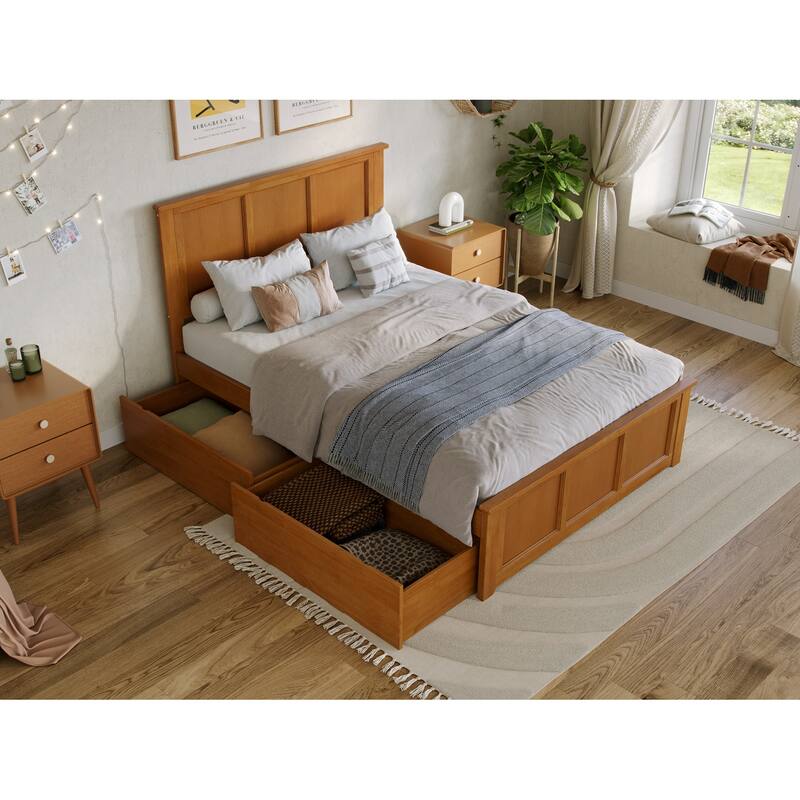 Madison Platform Bed with Matching Footboard with Storage Drawers