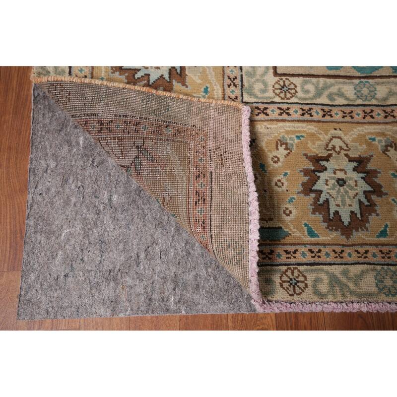 Pink Tabriz Vintage Persian Area Rug Handmade Wool Carpet - 9'9" x 13'0"