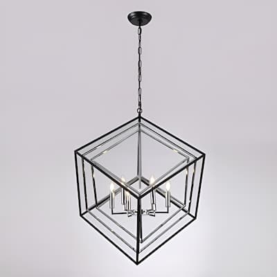 6 Light interlocked Geometric Cube Chandelier Double Touch Finish