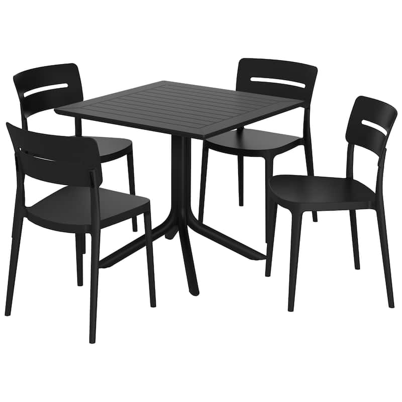 Frond and Form 4-Person Outdoor Square Dining Set - Black