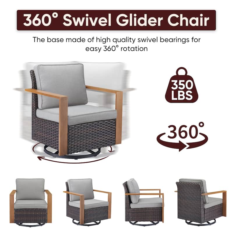 Pocassy Fire Pit Table with Outdoor Sofa Chair Ottoman Set