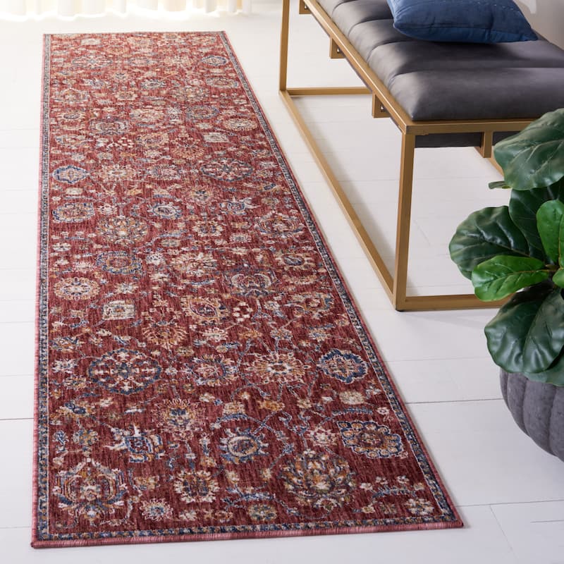 SAFAVIEH Heirloom Sylvia Floral Rug - 2' x 8' Runner - Rust/Ivory