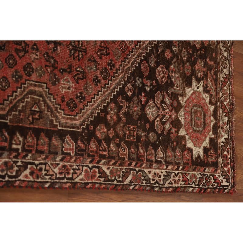 Vegetable Dye Qashqai Persian Antique Rug Hand-knotted Wool Carpet - 5'4"x 8'4"