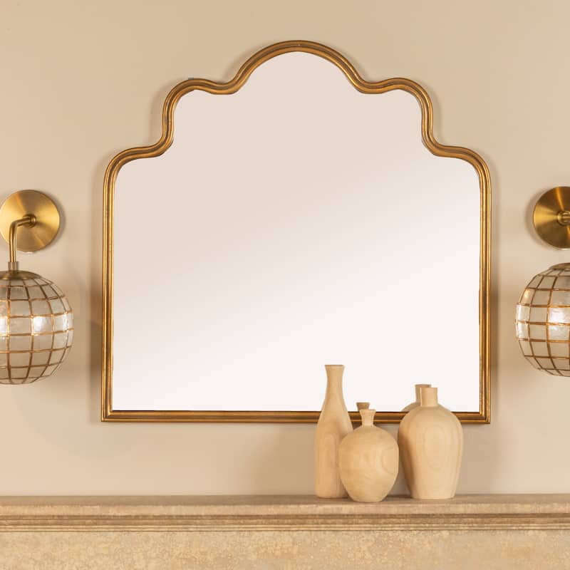 Wavy Scalloped Arched Metal Framed Wall Mirror - 29.1"L x 1.3"W x 29.1"H
