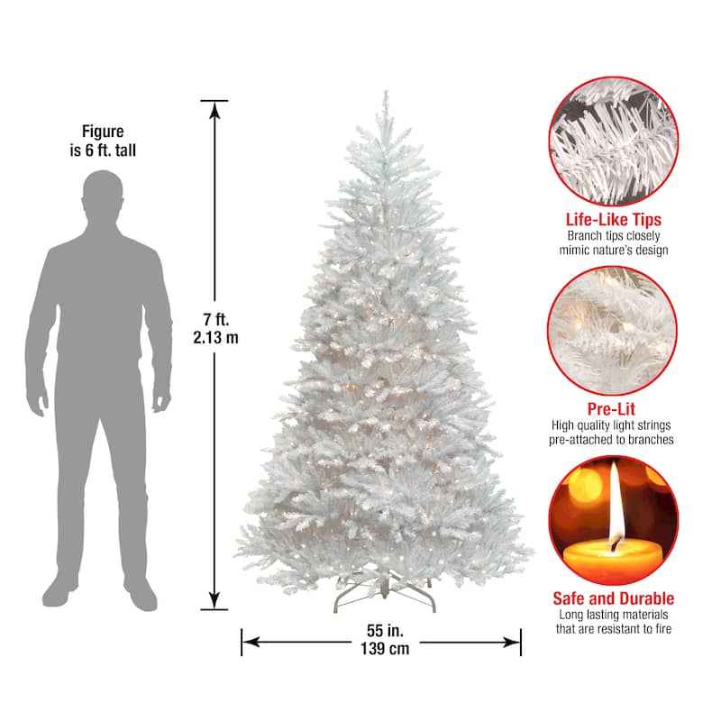 National Tree Company 7 ft. Dunhill White Fir Tree with Clear Lights - 7 Foot