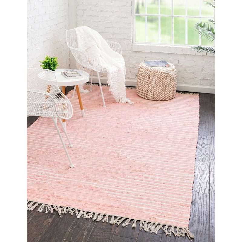 Braided Dario Collection Area Rug - 10'x14' - Pink-Ivory