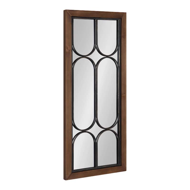 Kate and Laurel Spechett Decorative Windowpane Mirror - 13x30 - 13x30 - Walnut Brown