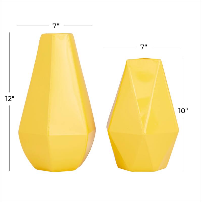 CosmoLiving by Cosmopolitan Metal Geometric Vase (Set of 2) - Blue, Cream, Yellow or White