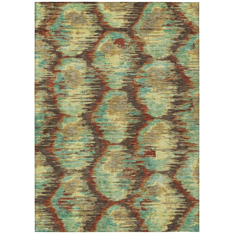 Machine Washable Indoor/ Outdoor Chantille Contemporary Abstract Rug