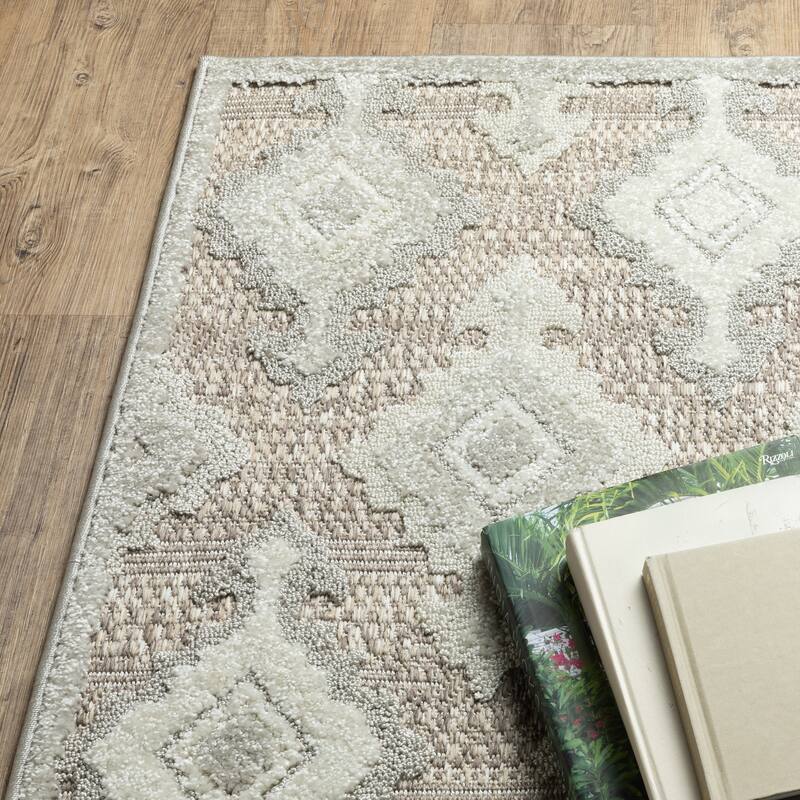 Style Haven Thassos Global Medallions Beige/ Grey Mixed Pile Area Rug