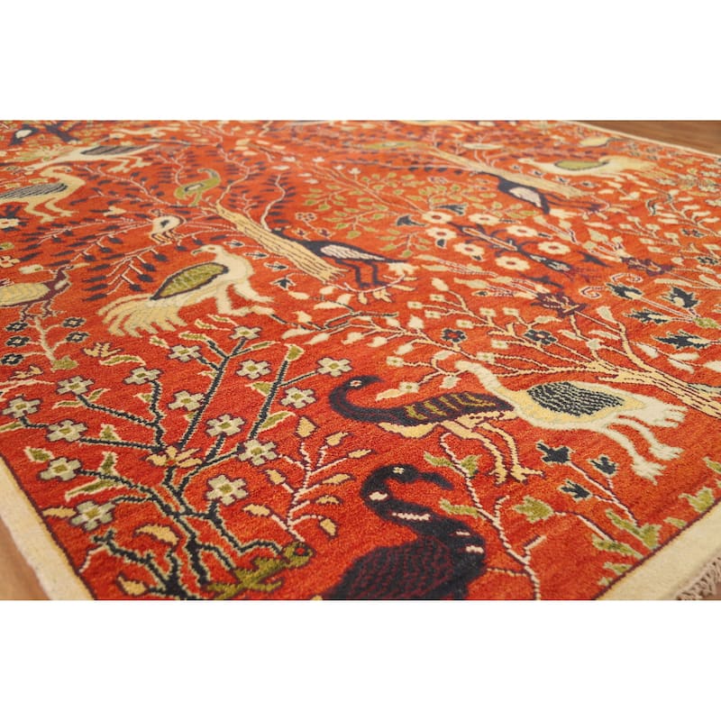 Hand Knotted Oriental 100% Wool Carpet Traditional All-Over Oranges & Rust Ziegler Area Rug - 11' 10'' X 8' 10''