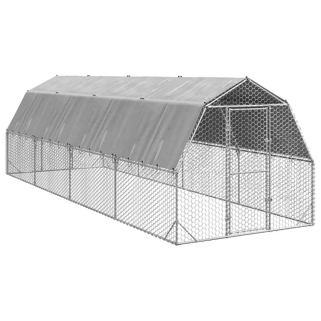 vidaXL Chicken Run Galvanized Steel 8.2ft x 26.2ft x 7.4ft - 315 x 98.4 x 88.6