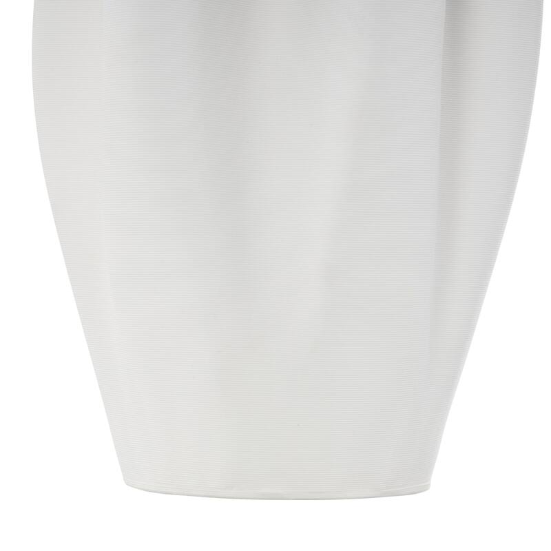 Ceramic Abstract Ribbed Dimensional Folded Decorative Vase with Floral Shaped Rim - White - Roche River Decor