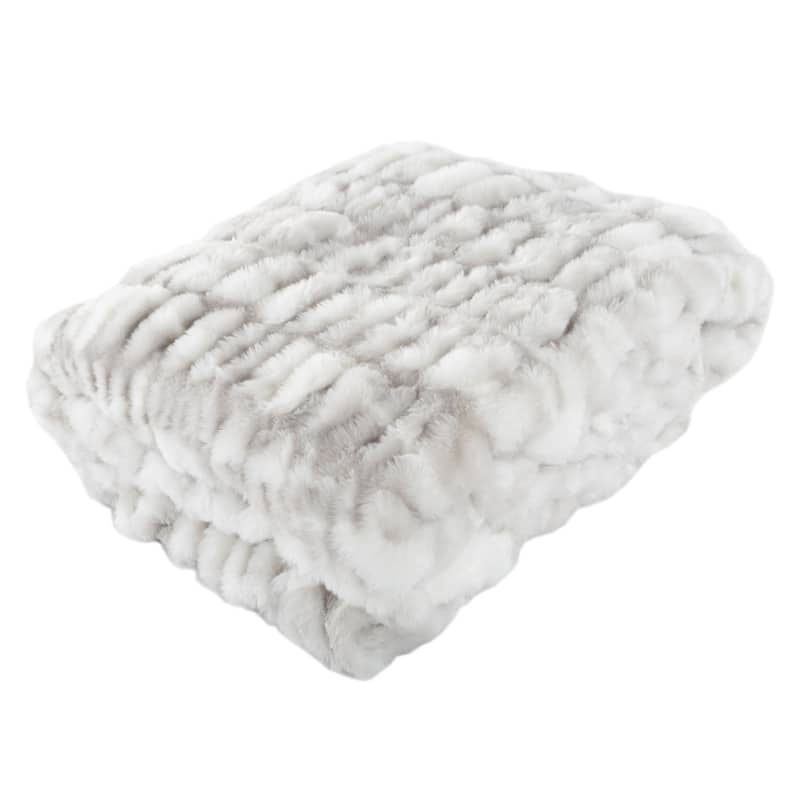 Oversized Ruched Faux Fur Blanket - 60x80-Inch Queen-Size Throw by Lavish Home