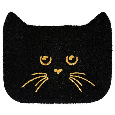 RugSmith Black Machine Tufted Glitter Shaped Cat, 20" x 24" - 20" x 24"