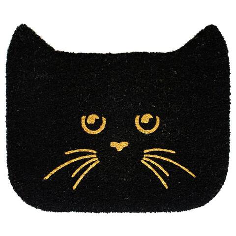 RugSmith Black Machine Tufted Glitter Shaped Cat, 20" x 24" - 20" x 24"