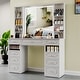 preview thumbnail 7 of 32, White/ Black Makeup Vanity with Lighted Mirror,Extra Large Vanity Desk with 9 Drawers,European Style Vanities
