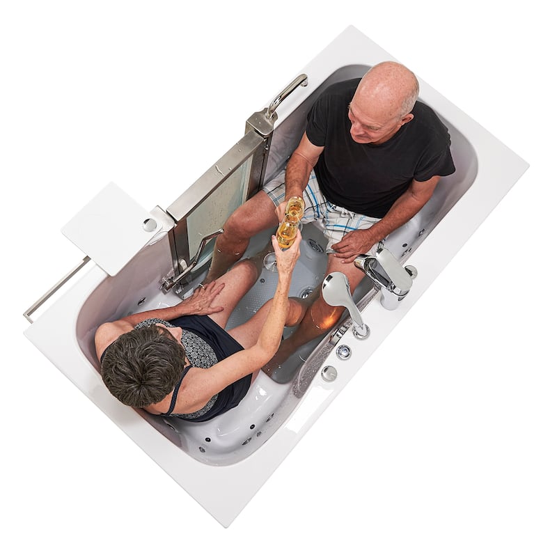 Ella Companion 32"x60" Air, Hydro, & Independent Foot Massage Acrylic Two Seat Walk-In-Bathtub, Inward Swing, Fast Fill Faucet
