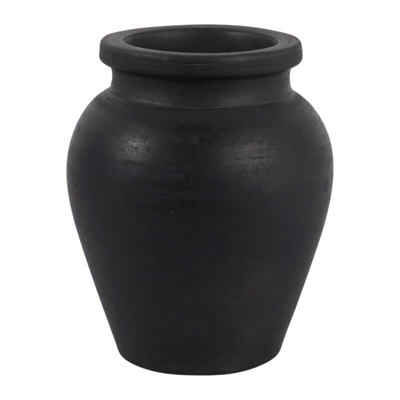 Decorative Round Pottery Vase - Rustic Boho Flower Vase