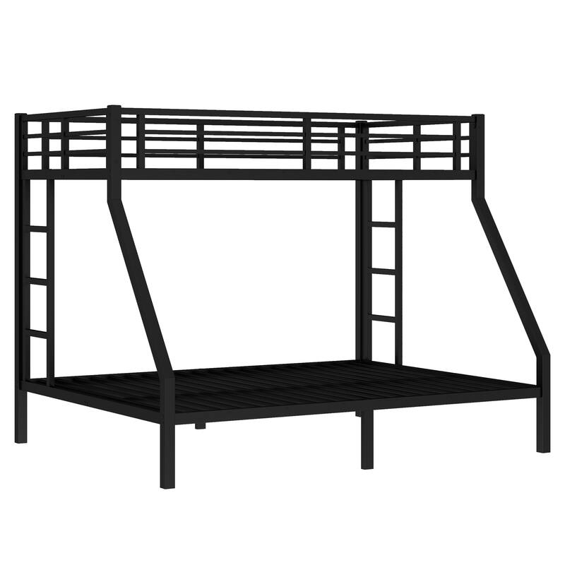 Space-Saving Twin XL over Queen Metal Bunk Bed for Teens and Adults, Noise Reduced, No Box Spring Needed