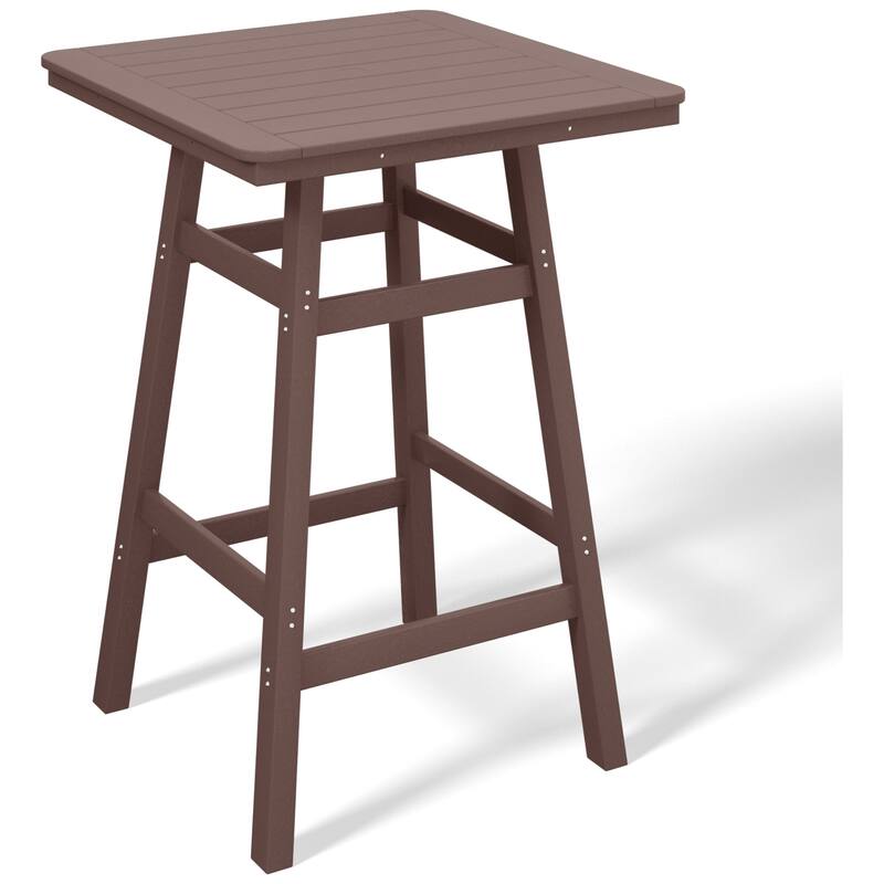 Laguna Hdpe All Weather Outdoor Patio 30" Square Bar Table - Dark Brown