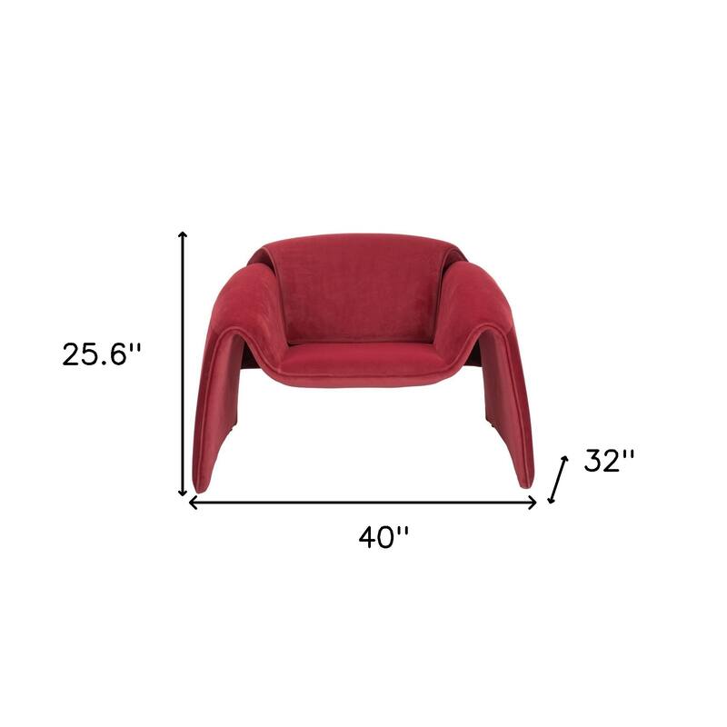 HomeRoots 40" Red Velvet Contemporary Arm Chair - 40.00 in. x 25.60 in. x 32.00 in.