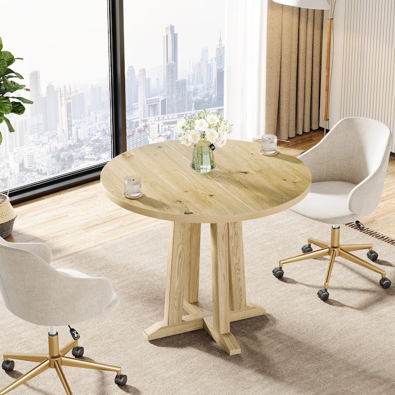 Small Conference Table 31.5" Round Office Meeting Table - N/A - Natural