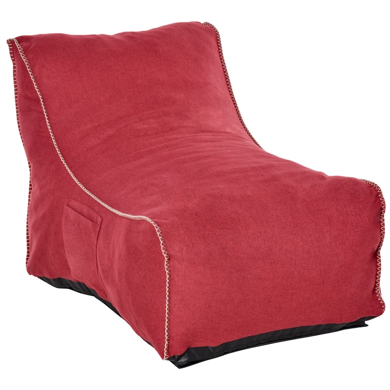 HOMCOM Bean Bag Chair, Large Foam Stuffed lounger Indoor Furniture with Washable Cover, Side Pockets and Backrest, Wine Red