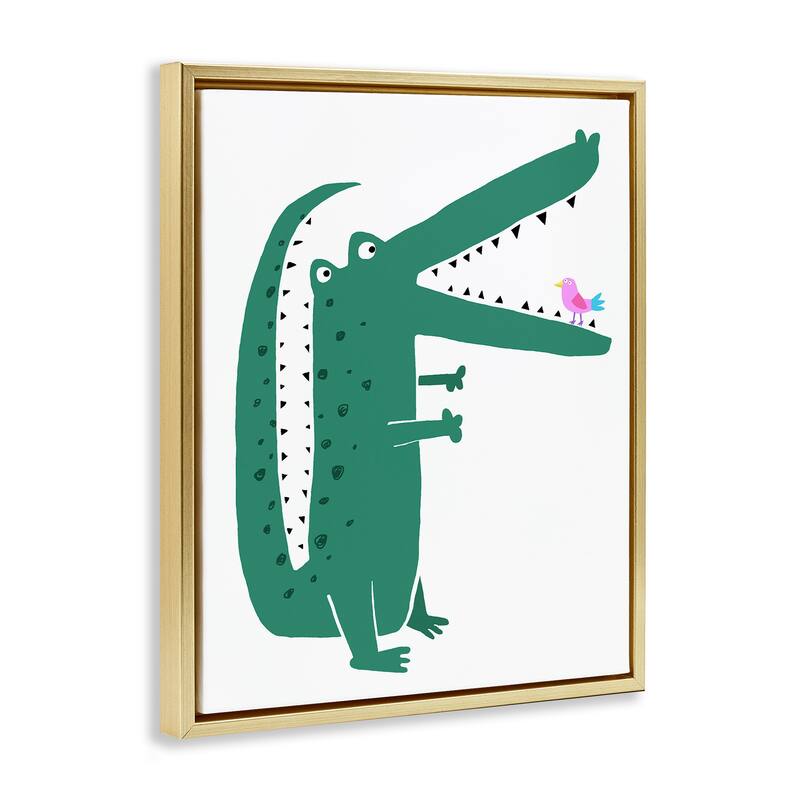 Stupell Alligator & Bird Friends Framed Floater Canvas Wall Art Design By Carla Daly