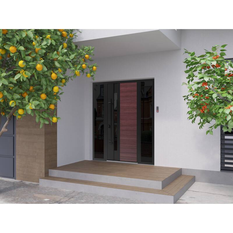 Front Exterior Prehung Steel Door Ronex 0162 Red Oak Entry Metal Painted W36xH80 Left hand Inswing