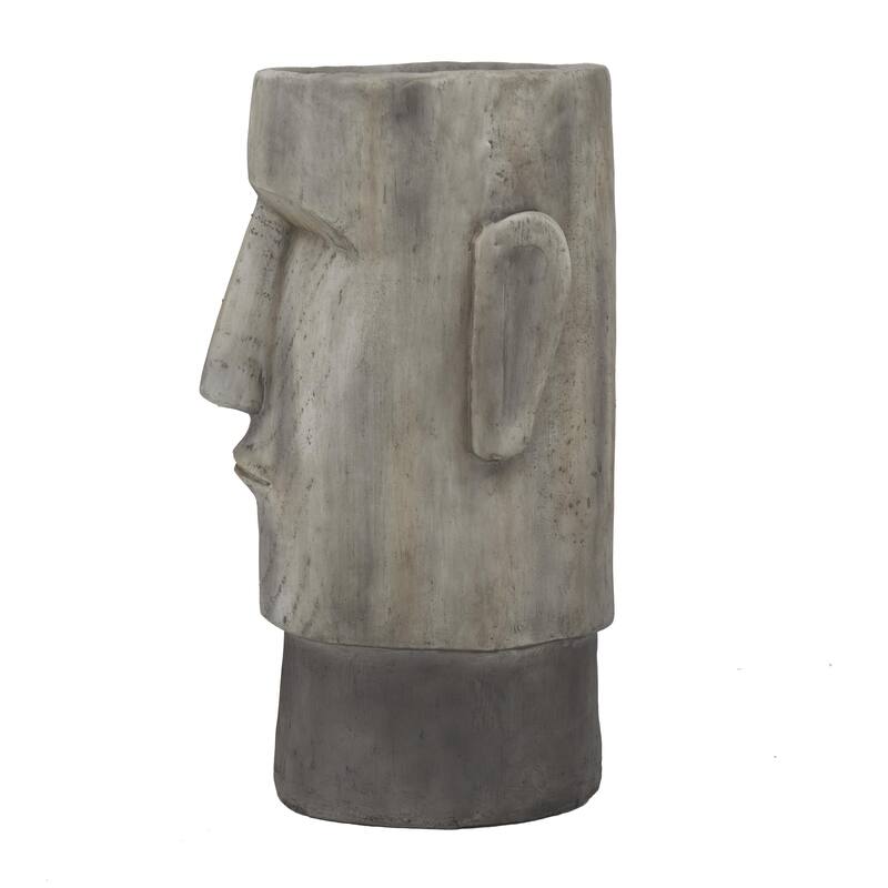 Magnesium Oxide Easter Island Head Indoor Outdoor Planter - Brown or Dark Gray - Roche River Decor
