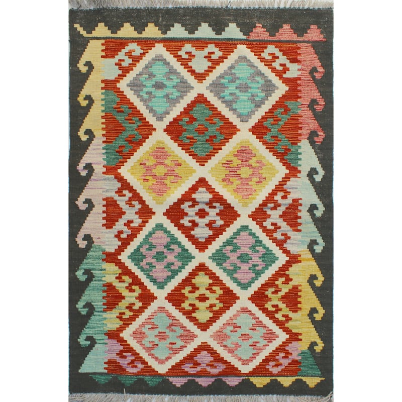 Flatweave Alvord Red/Charcoal Rug - 2'7" x 4'2"