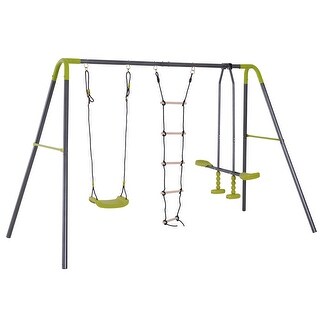 3 in 1 Metal Swing Set Climbing Ladder, Heavy Duty Metal Frame